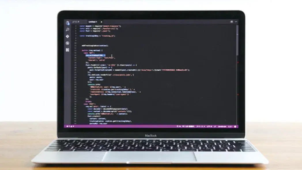 ノートPCにソースコードが写っている写真